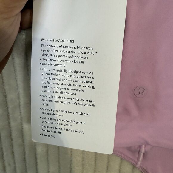 Lululemon Wundermost Square-Neck Sleeveless Thong Bodysuit Nulu Sz XS Pink NWT - Picture 13 of 13